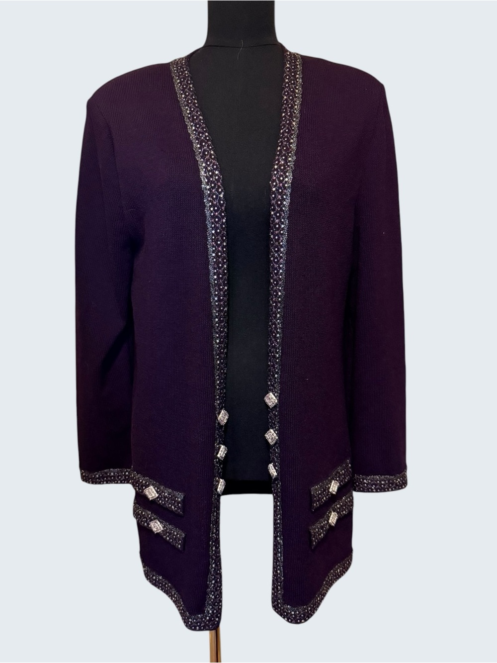Vintage Elegant Royal Purple Cardigan by St John Evening Wear